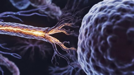 Neural Network Transmission A Detailed 3D Animation of Neuron Firing and Synaptic Transmission Illustrating Brain Activity and Nerve Impulses in a Biological System. - Powered by Adobe