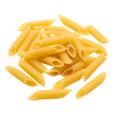 Italian penne rigate pasta isolated on transparent background