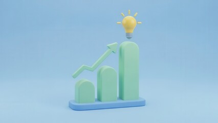Ascending Business Trend Visualization with Creative Idea Generation Illustration