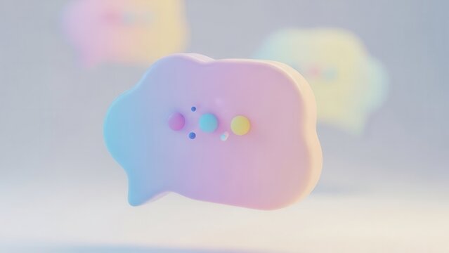 Pastel-Colored Communication Bubbles Floating in a Dreamy Space with Soft Lighting Effects