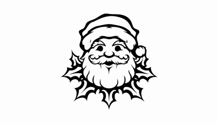 Santa Claus Portrait with White Beard in Traditional Red Hat - Holiday Season