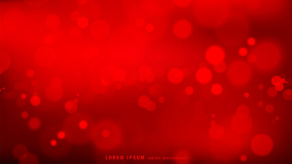 Abstract red bokeh background with glowing defocused lights and glittering particles