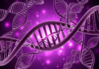 Fototapeta premium Vibrant Purple DNA Double Helix Structures Representing Genetics and Bioengineering in Science