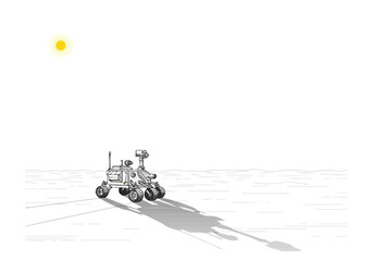 Futuristic Robotic Explorer on an Alien Planet under a Distant Star scientific concept future technology abstract illustration