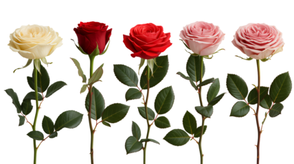 Elegant roses, various colors, romantic floral arrangement