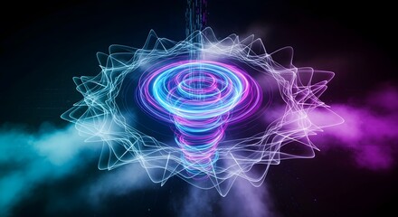 Futuristic robot and human hand connection with digital spark