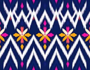 Vibrant Geometric and Floral Textile Design