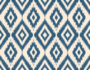 Blue and Beige Geometric Diamond Pattern