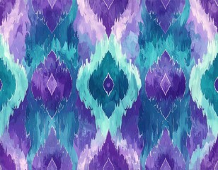 Vibrant Blue and Purple Ikat Design