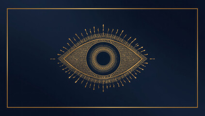 Elegant Golden Evil Eye Symbol on Dark Textured Background