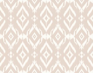 Beige and White Ikat Geometric Design