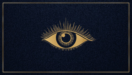 Elegant Golden Evil Eye Symbol on Dark Textured Background