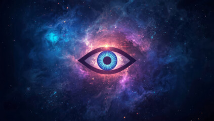 Celestial Cosmic Evil Eye Protection with universe nebula sky background