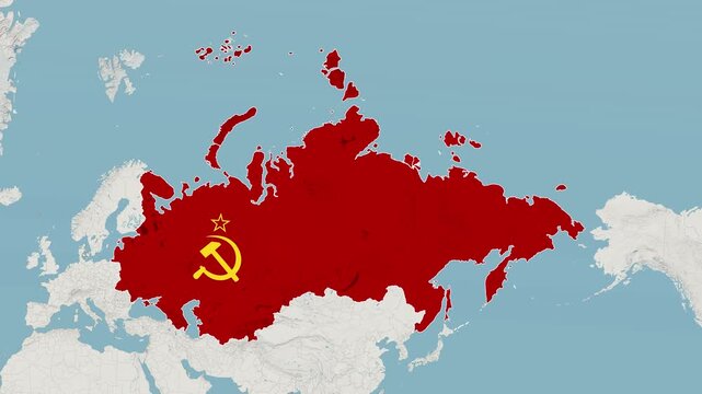 Uni Soviet Map with flag zoom in, USSR map