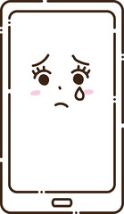 涙を流して悲しむスマホキャラクターのイラスト