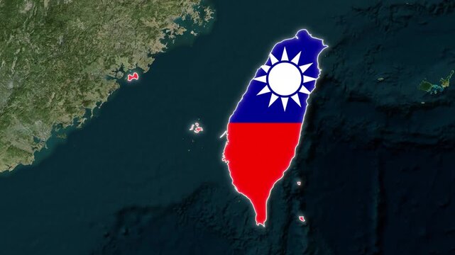 Taiwan Map with flag animation, geography of taiwan