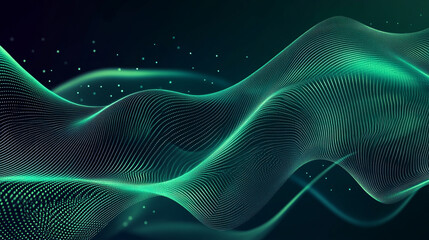 Abstract background with diagonal green and teal gradient waves accented by light lines on a dark backdrop, conveying modernity, movement, and dynamic energy in a sleek and futuristic design