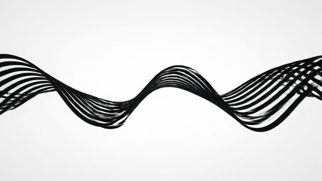 Seamless looping abstract animation of parallel black geometric lines perfectly synchronizing their undulating wave motion across a smooth blank background corporate, synchronizing, futuristic
