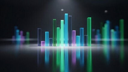 Abstract Glass Bar Graph Visualizing Data and Growth on a Reflective Surface