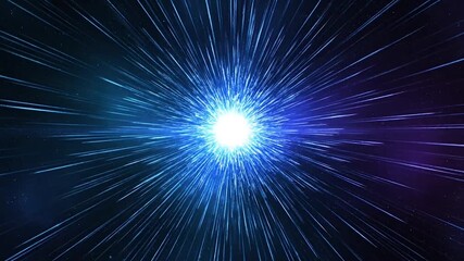 Blue and White Cosmic Starburst Energy Explosion. Vibrant Indigo to Sapphire Light Rays. Abstract Graphic Cosmic Energy Release.