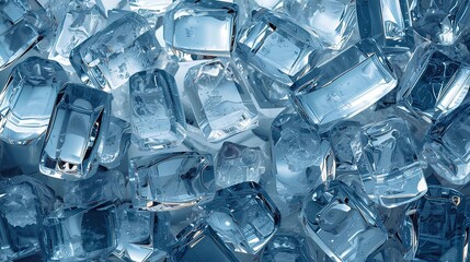 Refreshing Ice Cubes A Close-Up Texture of Frozen Water for a Cool Background