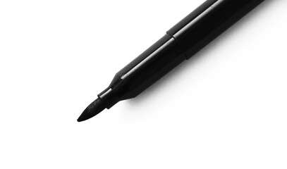A black marker floats against a white background in elegant simplicity isolated on transparent...