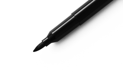 A black marker floats against a white background in elegant simplicity isolated on transparent background