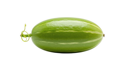 A single fresh green pointed gourd, also known as parwal or patol, a popular healthy vegetable, isolated on transparent background