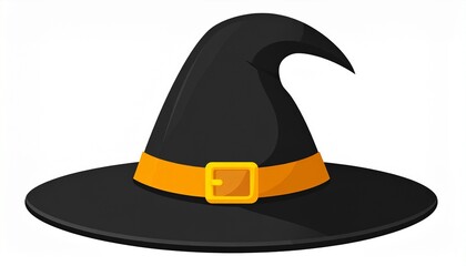 Naklejka premium Classic Witch Hat with Buckle and Orange Band Illustration