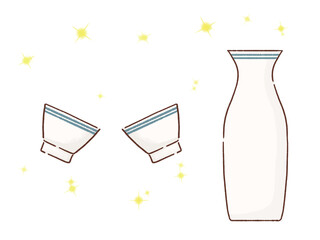 日本酒で乾杯するワンポイントイラスト