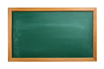 Green chalkboard with wooden frame on black background empty surface blackboard, Isolated On White Background, Png Transparent