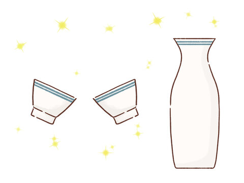 日本酒で乾杯するワンポイントイラスト
