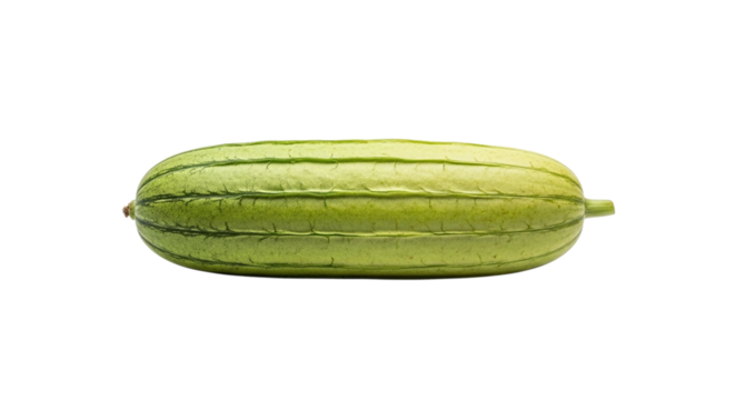 Fresh green ridge gourd, a popular asian vegetable, known for its unique texture and mild flavor, often used in various culinary dishes, isolated on transparent background - Powered by Adobe