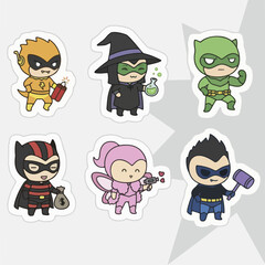 a sticker set of various characters in different costumes
