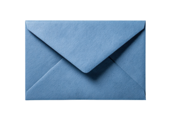 Close up of a closed blue paper envelope against a black background communication, Isolated On White Background, Png Transparent