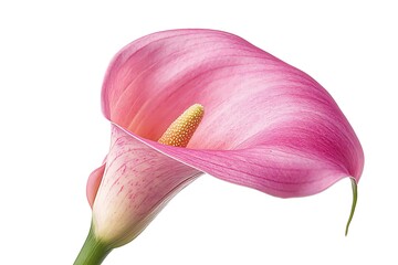 Pink Calla Lily Isolated on White Background, Studio Lights.