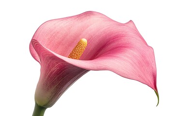 Close up of a pink calla lily on white.