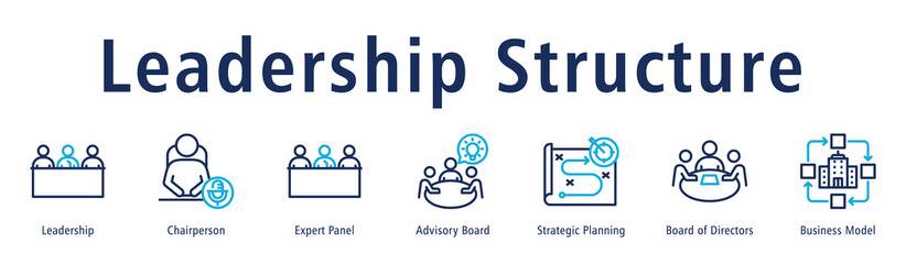 Leadership Structure web banner icon vector illustration concept with icon of leadership, chairperson, expert panel, advisory board, strategic planning, board of directors, and business model.