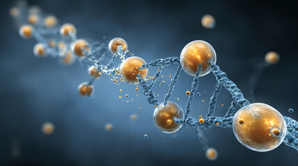 DNA strands, molecular structures, and scientific visualization of synthesis, replication, modification, and mutation processes in modern research