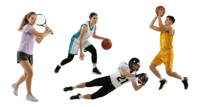 Dynamic composite image showcasing athletic prowess across diverse sports disciplines