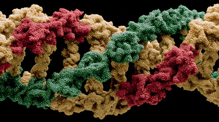 DNA strands, molecular structures, and scientific visualization of synthesis, replication, modification, and mutation processes in modern research
