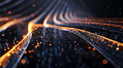 radiant particle streams crossing in graceful arcs, modern minim