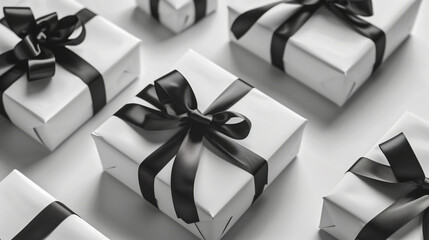 2026 sleek modern typography, elegant monochrome gift boxes with