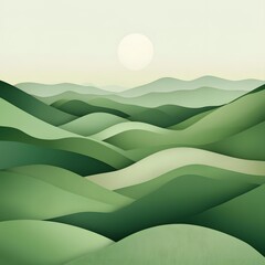 Obraz premium Abstract green landscape wallpaper background illustration