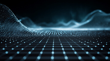 Animated abstract technology background with dark tones, random glowing dots, and grid patterns in 4K, symbolizing digital networks, futuristic tech, data flow, and high-tech modern visual aesthetics.
