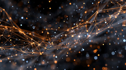 Animated abstract technology background with dark tones, random glowing dots, and grid patterns in 4K, symbolizing digital networks, futuristic tech, data flow, and high-tech modern visual aesthetics.