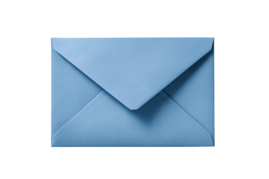 Light blue textured envelope with circular metal clasp on black background paper, Isolated On White Background, Png Transparent - Powered by Adobe