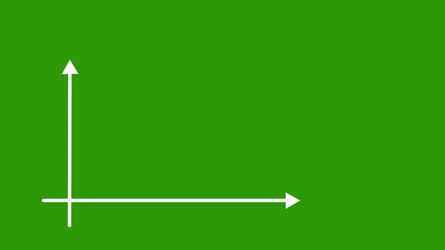 Dynamic business analytics graph animation with increasing sales data, glowing upward trend line, and profit arrow on green background symbolizing financial achievement and future marketing goals