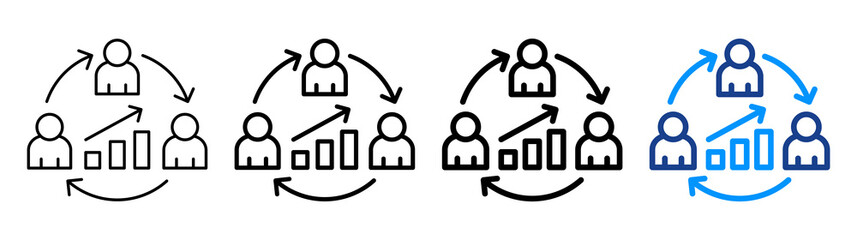 Collaborative Growth Icon Different Style Outline Collection Set