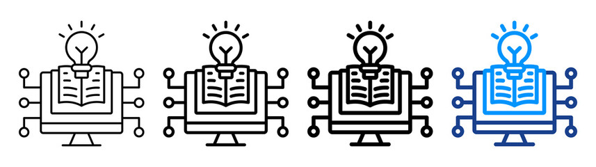 Digital Knowledge Icon Different Style Outline Collection Set